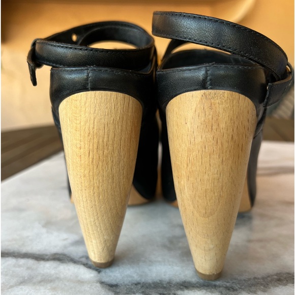 Loeffler Randall black leather peep toe heels 5 - Picture 5 of 7